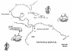 Historical Maps Of Oceania Stampe: One of the first maps of the Pacific
