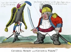 John Bull Caricature Stampe: General Monkey and General Wolfe, 1803