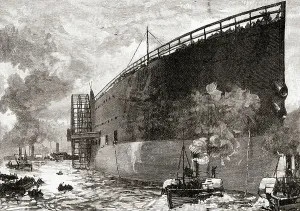 SS Great Eastern Stampe: The launch of the SS Great Eastern in 1858