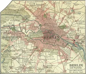 Berlin City Map Stampe: Map of Berlin, c.1900 (engraving)