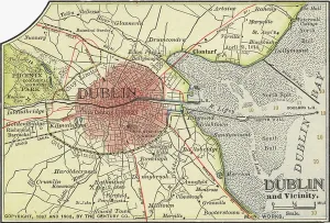 Navigational Equipment Illustrations Stampe: Map of Dublin, c.1900 (engraving)