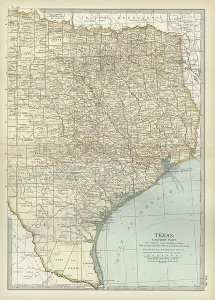 Navigational Equipment Illustration Stampe: Map of eastern Texas, c.1900 (engraving)
