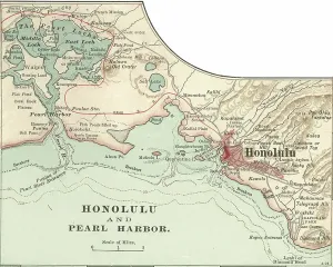 Antique Navigational Equipment Stampe: Map of Honolulu, c.1900 (engraving)