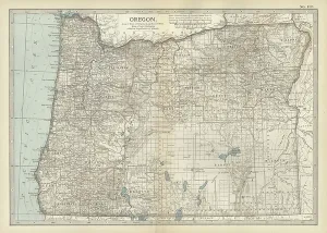 Physical Geography Maps USA Stampe: Map of Oregon, c.1900 (engraving)