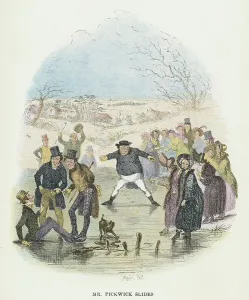 Charles Dickens Writer Stampe: Mr Pickwick slides