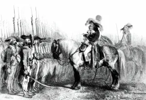 Historic Battle Scene Stampe: royalist general and his troops at the time of the wars of the Vendee
