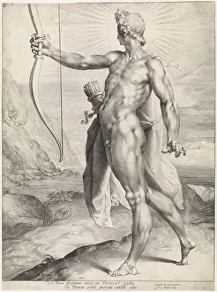 Bow And Arrow Art Stampe: Apollo kills Python dragon bow arrow bottom margin