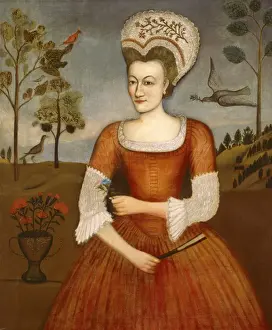 Colonial American Art Stampe: Attributed to Daniel Hendrickson (American, 1723 - 1788), Catharine Hendrickson, c