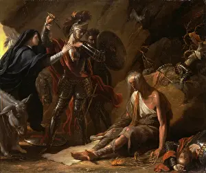 Benjamin West Paintings Stampe: The Cave of Despair Signed and dated in black paint, right center: B
