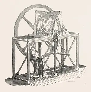Victorian Era Engineering Stampe: WELL ENGINE. BY TYLOR AND SON. This is a well-engine pump, fixed in an iron frame