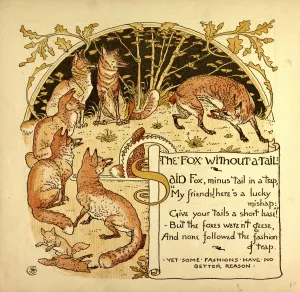 Victorian Era Book Art Stampe: The Fox Without a Tail