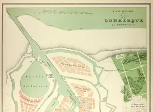 Victorian Era Cartography Stampe: Map of Dunkerque