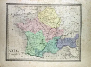Retro Styled Cartography Stampe: Map of Gaul