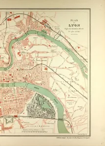 Antique City Maps Stampe: Map of Lyon