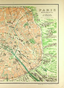 Illustrative Technique Artwork Stampe: Map of the Monuments in Paris