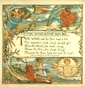 Arts And Crafts Style Stampe: The Wind and the Sun