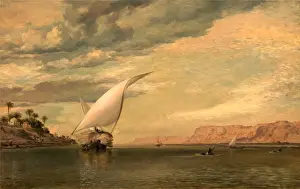 Egyptian Landscape Painting Stampe: On the Nile Signed and dated, black paint, lower left: E. W. Cooke | 1860