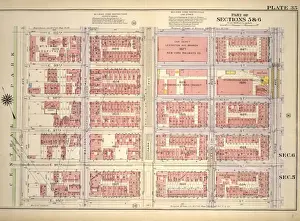 Old American Geography Maps Stampe: Plate 35, Part of Sections 5&6: Bounded by E. 100th Street, Third Avenue, E. 95th Street