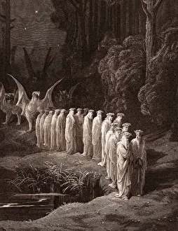 Nineteenth Century Woodcuts Stampe: The Procession of the Elders, by Gustave Dore