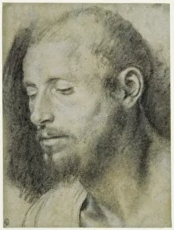 16th Century European Art Stampe: Study of the Head of a Bearded Man