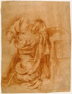 16th Century Italian Art Stampe: Study for the Kneeling Virgin