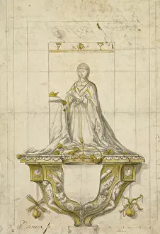 17th Century Spanish Art Stampe: Study for a Statue of Queen Isabella