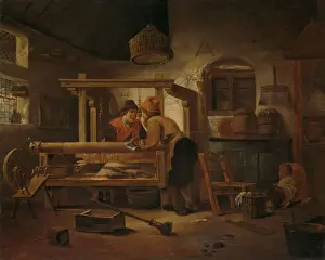 Historical Interior Scene Stampe: Weavers Workshop Interior weavers workshop