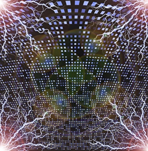 Space Art Illustrations Stampe: Abstract pattern with lightnings