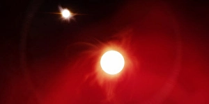 Space Art Illustration Stampe: Artist's concept of a binary star system