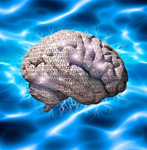 Artificial Intelligence Concept Stampe: Binary brain