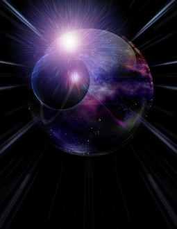 Abstract Space Art Stampe: Bubble of Space inside crystal