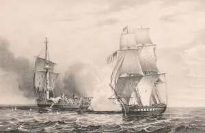 US Navy Ships Stampe: The capture of HBM. frigate HMS Java by the U
