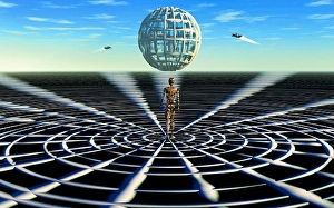 Artificial Intelligence Concept Art Stampe: The construction of a dyson sphere