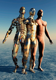 Futuristic Robot Design Stampe: The construction of a humanoid android