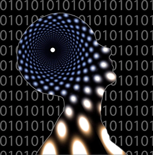 Binary Code Concept Stampe: Head and binary code