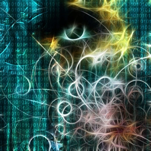 Abstract Background Design Stampe: Machine binary and human like visage
