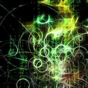 Artificial Intelligence Image Stampe: Machine binary and human like visage