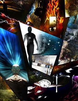 Colorful Digital Art Stampe: Multi Layered abstract composition. 3D rendering