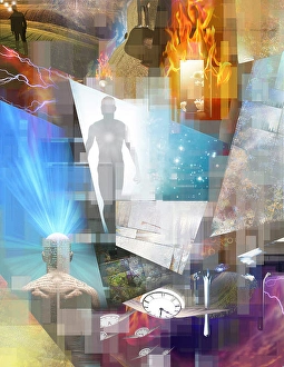 Digitally Generated Artwork Stampe: Multi Layered abstract composition. 3D rendering