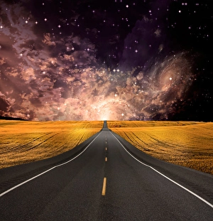 Empty Highway Stampe: Path vanishes in background