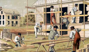 Antique Building Exterior Stampe: Prang's aid for object teaching, carpentry