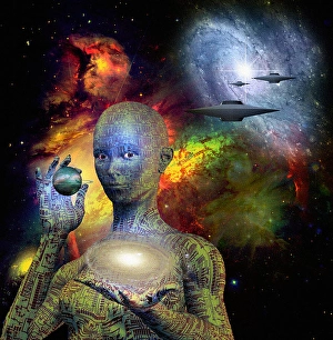 Futuristic Robot Design Stampe: Sci Fi Scene with Android