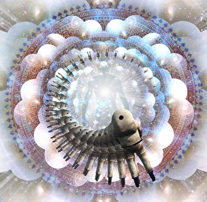 Abstract Space Art Stampe: Shining aura and rays of light