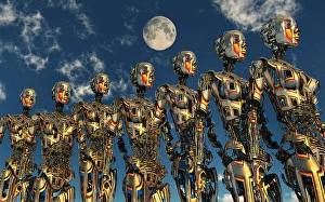 Futuristic Robot Design Stampe: The next step in human evolution where we become part machine and part organic
