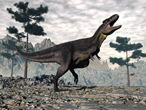 Cretaceous Era Dinosaurs Stampe: Tyrannotitan dinosaur roaring, 3D render
