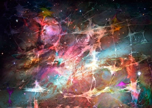 Abstract Space Art Stampe: Weblike structure symbolizing time and space