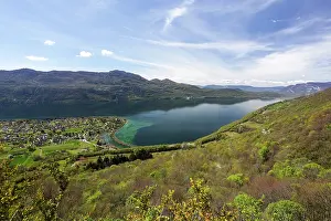 Alps Mountain Landscape Stampe: View of the bay of Gresine in spring