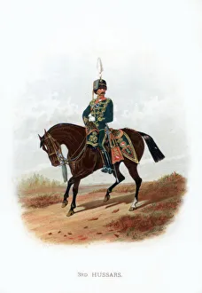 Horse Rider Soldier Stampe: 3rd Hussars, 1889