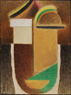 Private Collection Fine Arts Stampe: Abstract Head (Constructive Head), 1933. Creator: Jawlensky, Alexei, von (1864-1941)