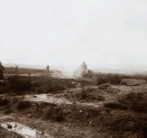 World War I Tanks Stampe: Advancing with tanks, c1914-c1918